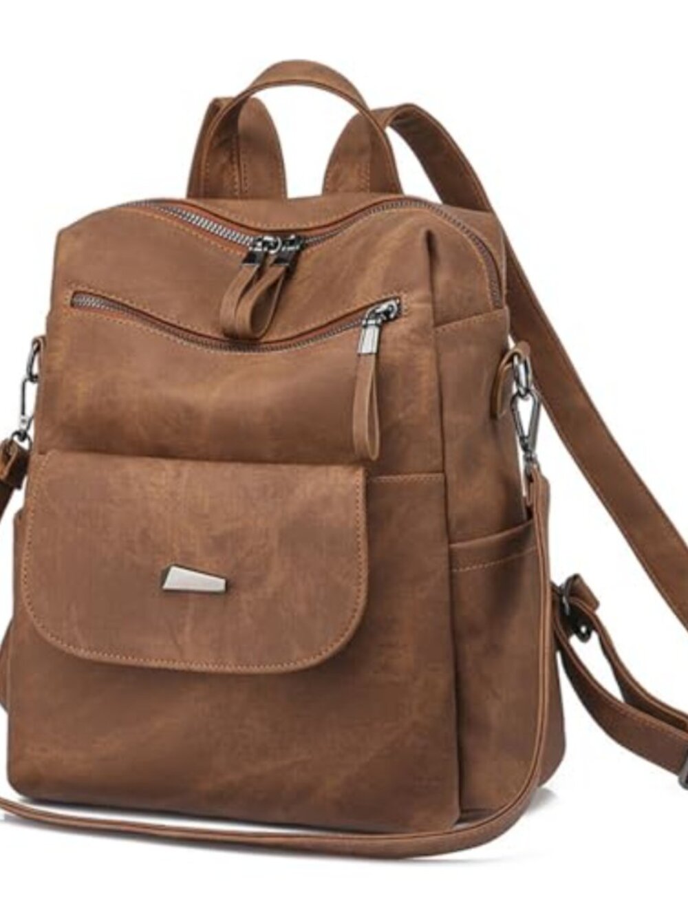 PU Leather Convertible Backpack Purse Small Travel Bag